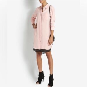 Rag & Bone Silk Double Layered Pink Shirt Dress